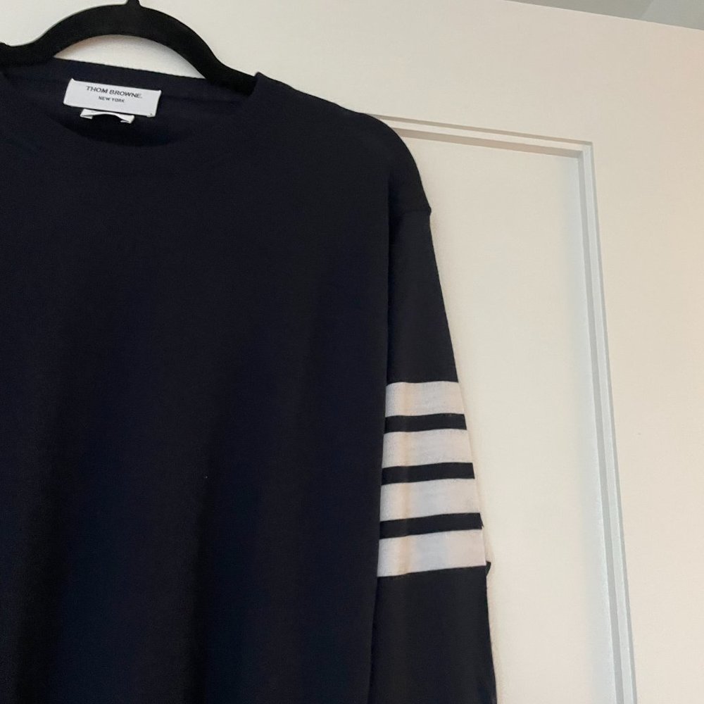 ❌SOLD❌Thom Browne Crewneck Pullover Sweater Milano Stitch 4 Bar Merino Wool - Picture 6 of 9